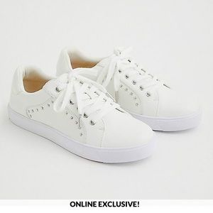 Torrid-White Faux Leather studded lace up sneaker
